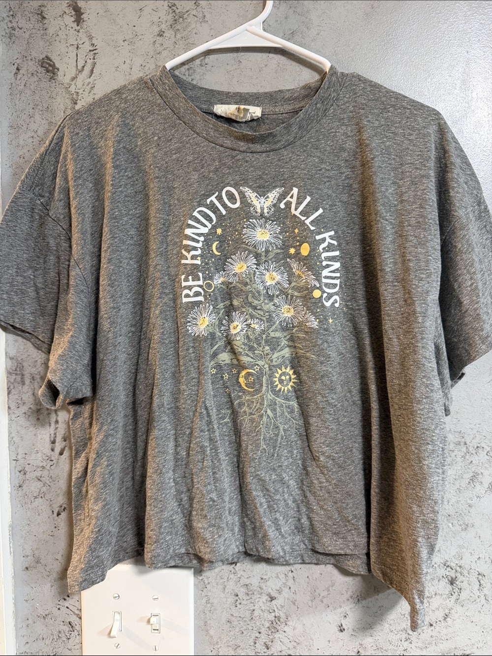 Be Kind To All Kinds Grey Cropped Graphic Tee